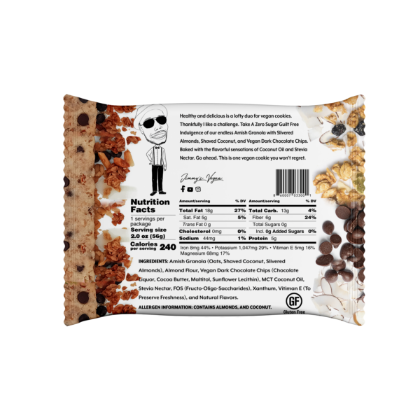 Jimmy's Vegan Cookies, Dark Chocolate Chip, Zero (0g) Sugar, KETO Friendly, Gluten Free, Soft Baked, The Loaded Vegan, 2 Ounce Vegan Cookie (Pack of 10) - Image 7