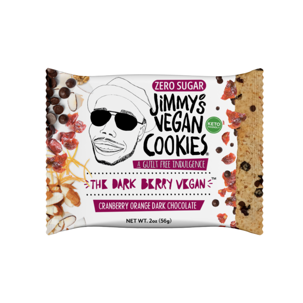 Jimmy's Vegan Cookies, The Dark Berry Vegan, Cranberry Orange Dark Chocolate Chip, Zero (0g) Sugar, Gluten Free, KETO Friendly, Soft Baked, 2 Ounce Vegan Cookie (Pack of 10) - Image 4