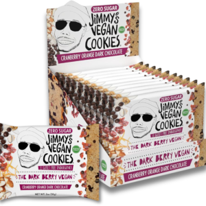 Jimmy's Vegan Cookies, The Dark Berry Vegan, Cranberry Orange Dark Chocolate Chip, Zero (0g) Sugar, Gluten Free, KETO Friendly, Soft Baked, 2 Ounce Vegan Cookie (Pack of 10)